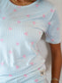 Women summer pajama set Light Blue Ribbons T-shirt + Pants